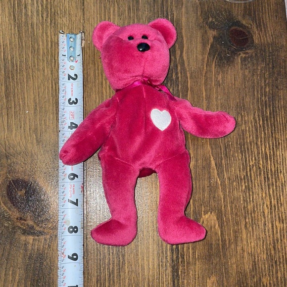 Vintage 1999 TY Beanie Babies Valentina Bear fuchsia pink P.E pellets 1965(KR) - Picture 9 of 9